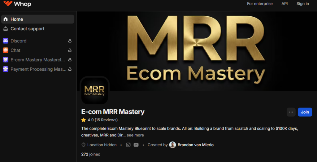 Brandon van Mierlo  - E-com MRR Mastery (MrBrandOwner)
