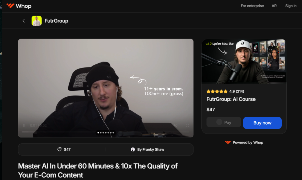 Franky Shaw - FutrGroup AI Course (Master AI In Under 60 Minutes & 10x The Quality of Your E-Com Content)